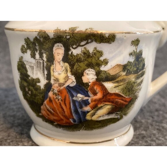 VTG Victorian Fragonard Couple China Cup Saucer Creamer Demitasse Replacement - Picture 3 of 16